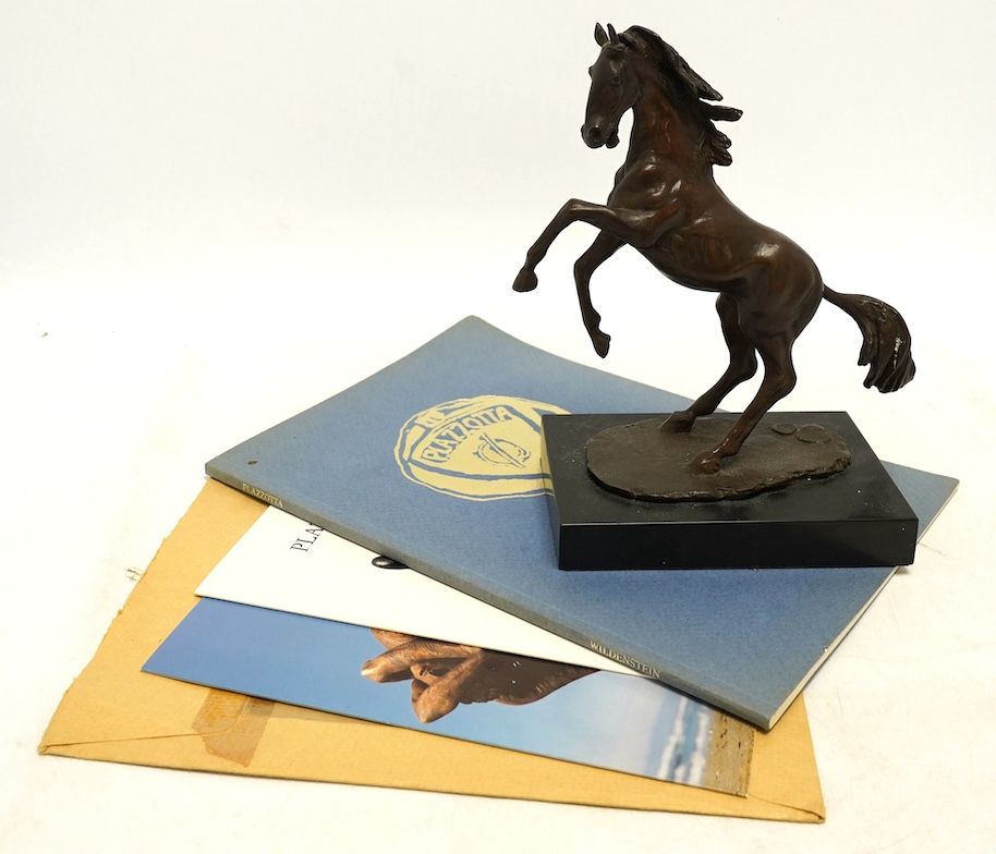 Enzo Plazzotta (Italian), a bronze sculpture, 'Small Stallion', signed, with Wildenstein and Richmond Gallery paperwork, 22cm high. Condition - good